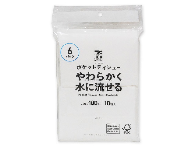７ＰＬ水に流せる　ポケットティシュー６Ｐ セブンイレブン (7-ELEVEN)