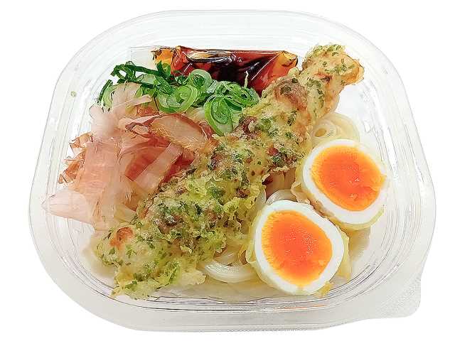 ちくわ磯辺天半熟玉子天の冷しぶっかけうどん　セブンイレブン (7-ELEVEN)