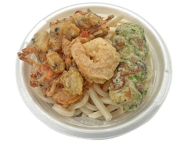 3種天ぷら小盛うどん ちくわ、海老、あさり